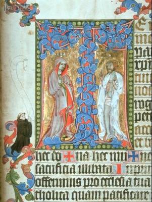 Богородица и Христос – «Муж Скорбей» у процветшего креста. Миниатюра из миссала. Австрия, конец XIV в.