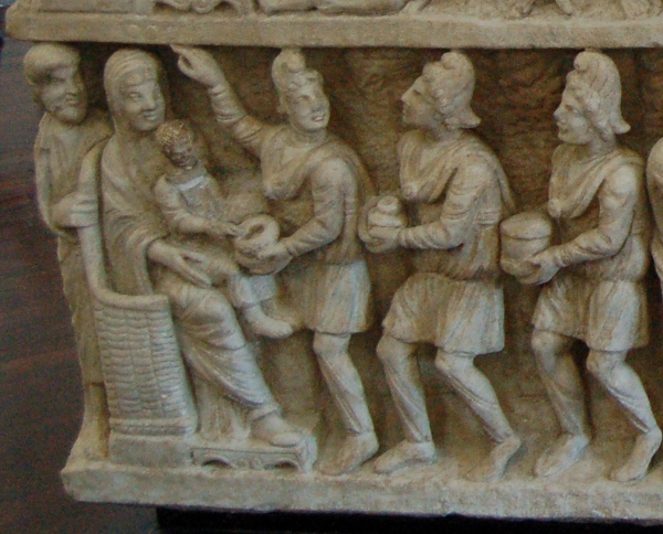 Саркофаг «Двух Заветов» или «догматический». 325-350 гг. Музеи Ватикана. Фрагмент
