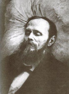 Достоевский на смертном одре. 1881год. Рисунок И. Крамского